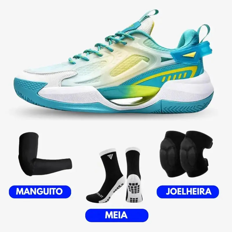 KIT Tênis de Vôlei PowerGrip  + Joelheira + Meia + Manguito