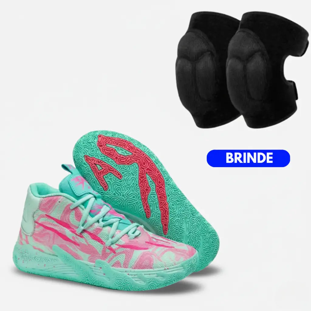 KIT Tênis de Vôlei AeroDunk + Joelheira de Brinde-Verde/Rosa