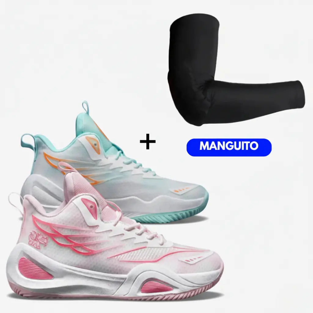 KIT Tênis de Vôlei DunkX + Manguito-Rosa/Verde