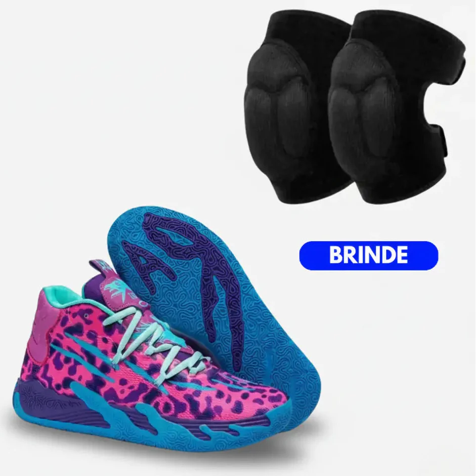 KIT Tênis de Vôlei AeroDunk + Joelheira de Brinde-Roxo/Azul