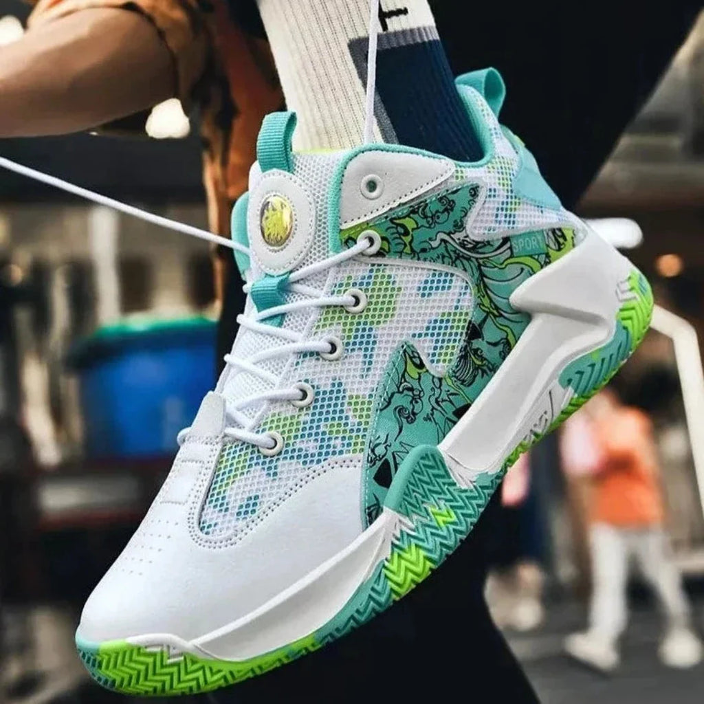 Tênis de Vôlei Feminino Grafite 3.0 | Respirável e Antiderrapante-Branco/Verde