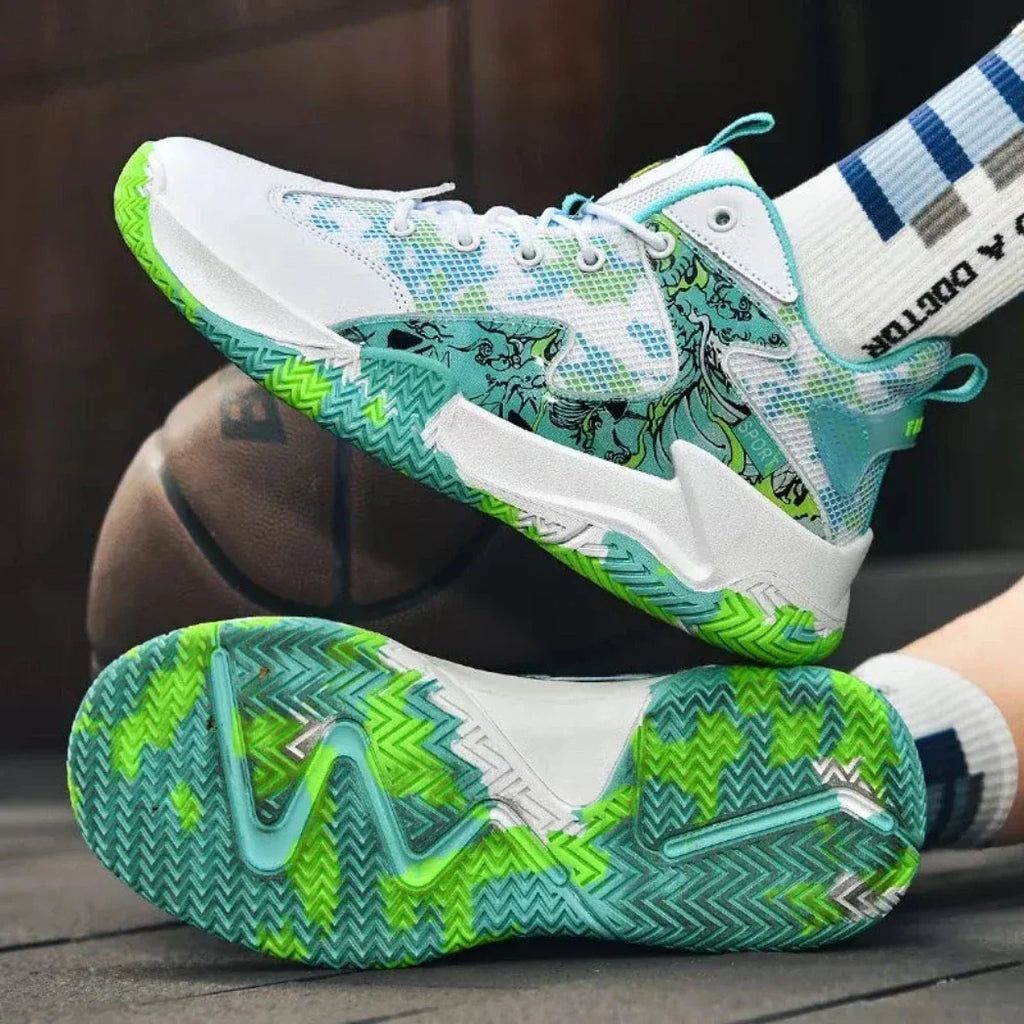 Tênis de Vôlei Feminino Grafite 3.0 | Respirável e Antiderrapante-Branco/Verde