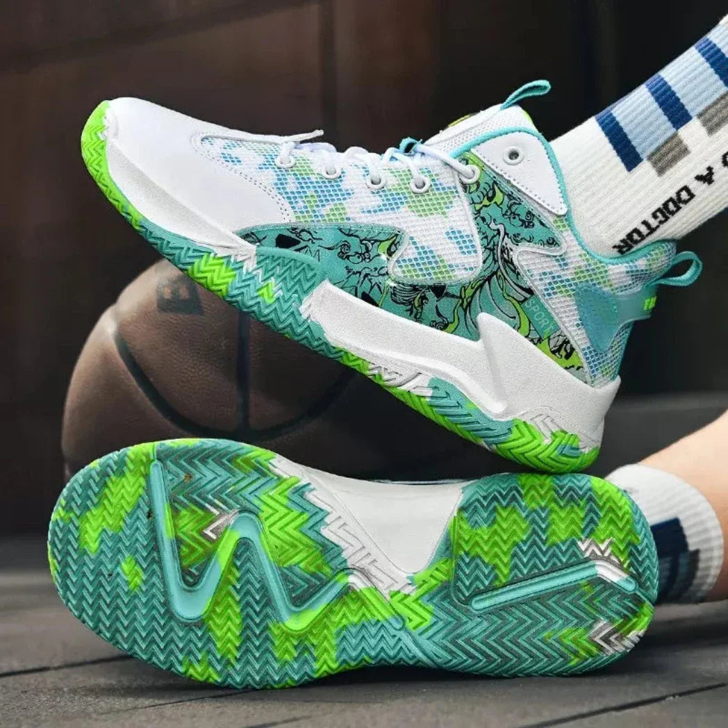 Tênis de Vôlei Feminino Grafite 3.0 | Respirável e Antiderrapante-Branco/Verde